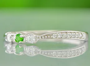 Сребърен пръстен с Хромдиопсид